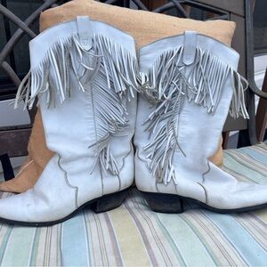 White Fringe Cowboy Boots